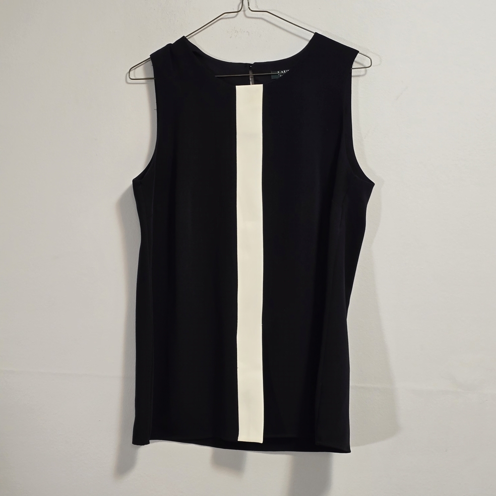 Lauren Ralph Lauren Black and White Color Block Tank Top